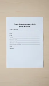 Model orientativ de cerere de autoexcludere de la jocuri de noroc