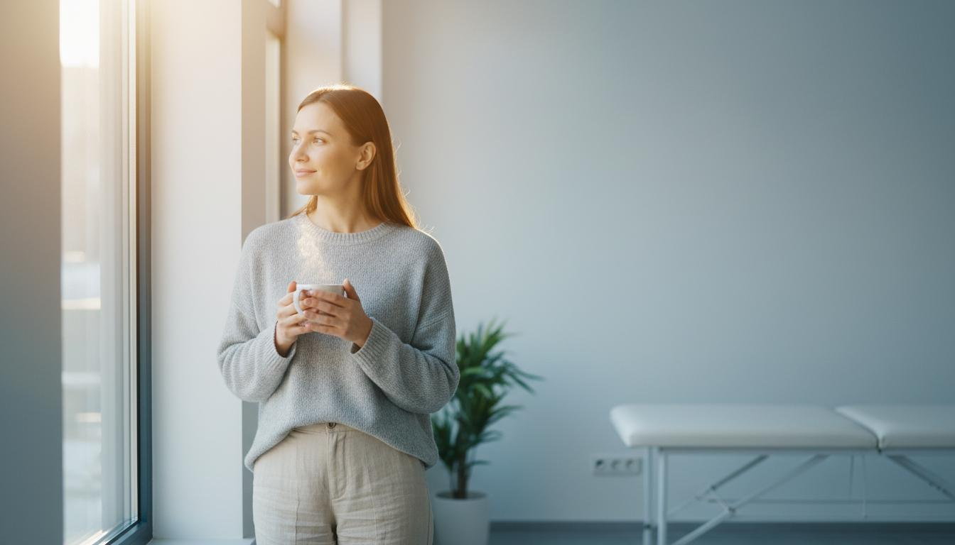 Persoană lângă o fereastră, într-un spațiu luminos, într-o atmosferă calmă – imagine pentru un ghid despre tabagism cronic și renunțarea la fumat.